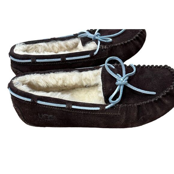 UGG Dakota Brown Suede Shearling Lined Moccasin Slippers Womens 5 - Picture 4 of 12